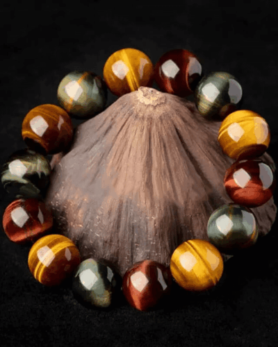 Tri-Color Tiger Eye Healing Stone Bracelet Triple Protection