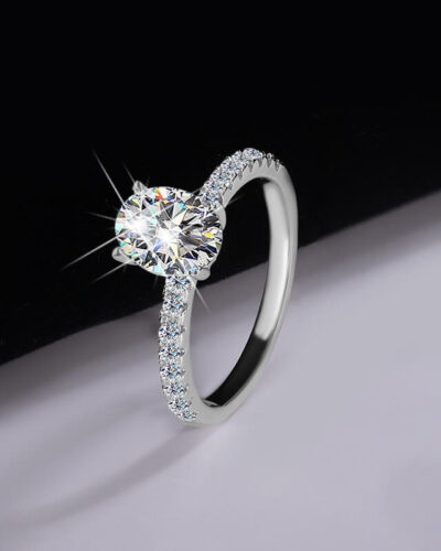 Oval Cut Moissanite Rings with 925 Sterling Silver