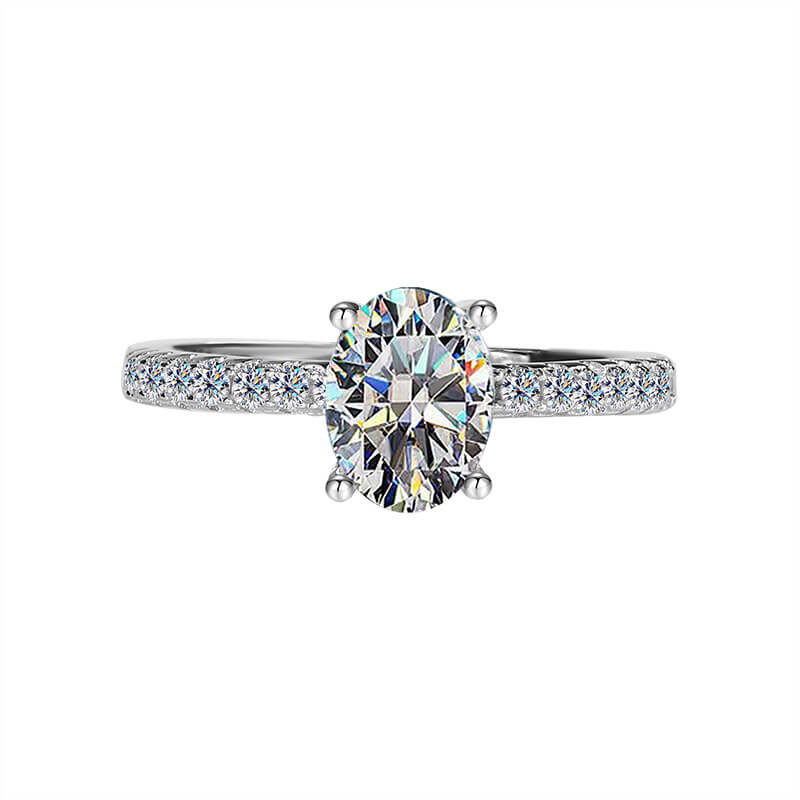Oval Cut Moissanite Rings with 925 Sterling Silver