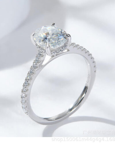 Oval Moissanite Engagement Ring with 925 Sterling Silver