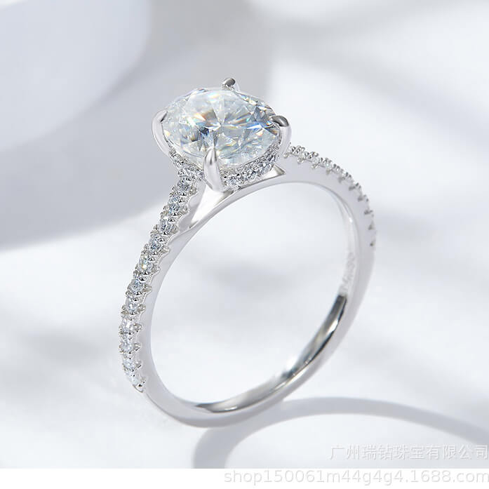 Oval Moissanite Engagement Ring with 925 Sterling Silver