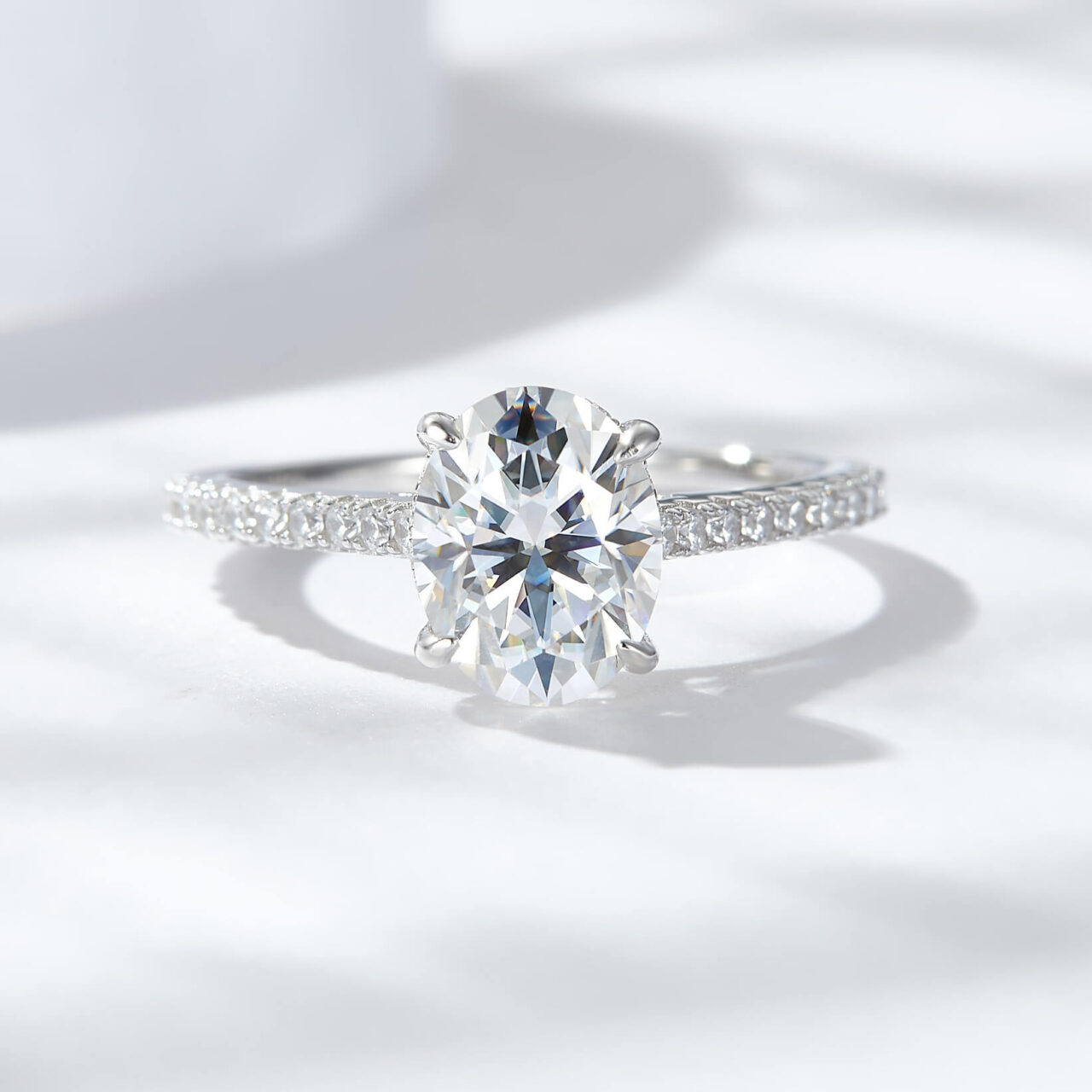 Oval Moissanite Engagement Ring with 925 Sterling Silver