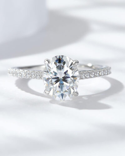 Oval Moissanite Engagement Ring with 925 Sterling Silver