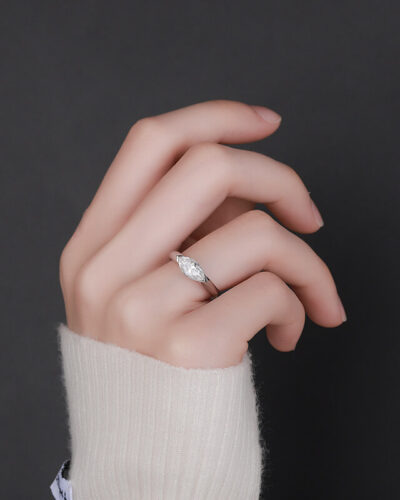 Alternative view of Oval Moissanite Ring with 925 Sterling Silver Ring