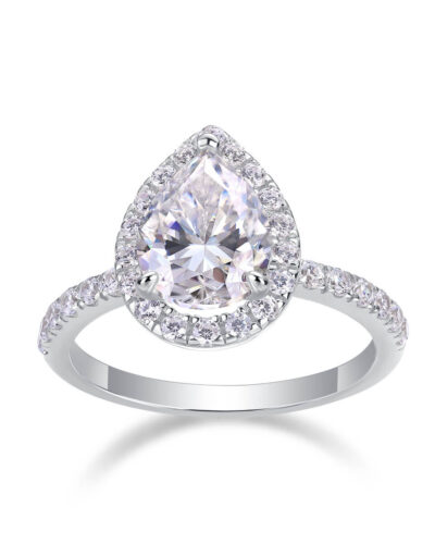 Pear-shaped Moissanite Ring with 925 Sterling Silver