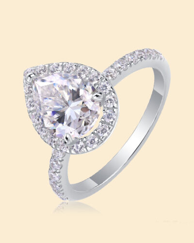 Alternative view of Pear-shaped Moissanite Ring with 925 Sterling Silver