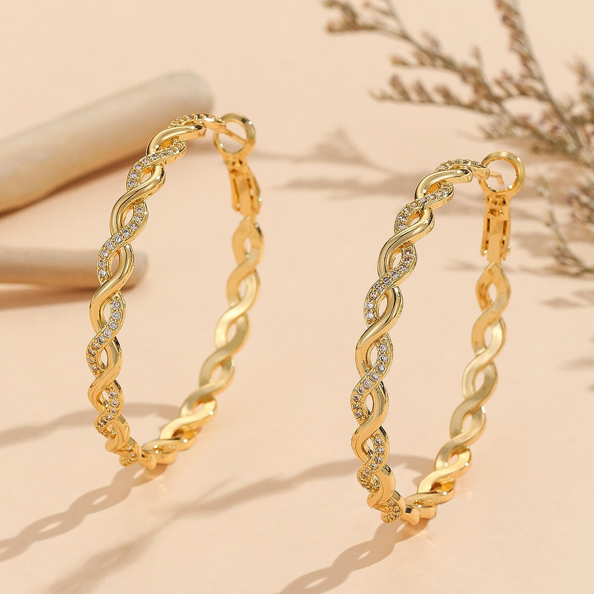 Alternative view of Personalized Sterling Silver Twisted Hoop Earrings