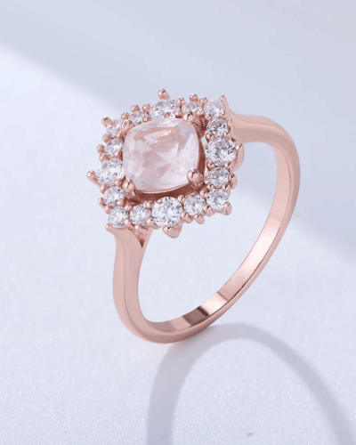 Pink Rose Quartz Ring Crystal Wedding Ring for Women Wholesale