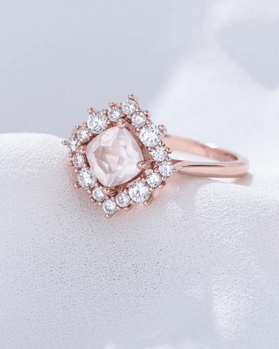Pink Rose Quartz Ring Crystal Wedding Ring for Women Wholesale
