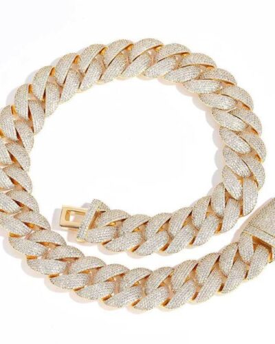 Premium Big 24mm Cuban Link Chain with Diamond CZ Bulk -gold