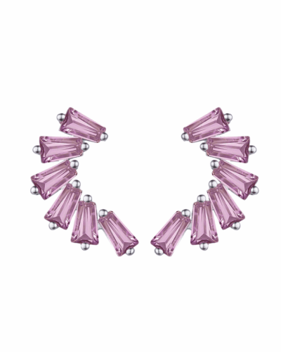 925 Sterling Silver Irregular Crystal Purple Earrings for Her Bulk