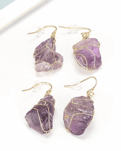 Irregular Natural Quartz Crystal Earrings 4pcs for Women Wholesale
