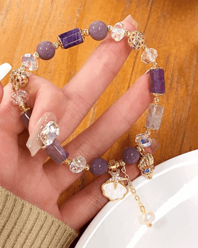 Dream Amethyst Bracelet Strawberry Quartz with Tassel