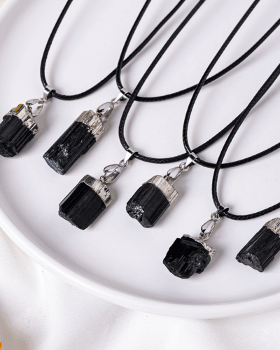 Raw Black Tourmaline Pendant Necklace for Women and Men Wholesale