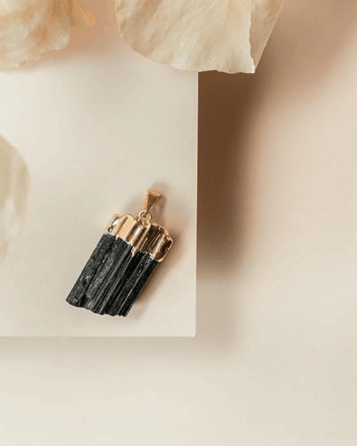 Raw Black Tourmaline Pendant Necklace for Women and Men Wholesale