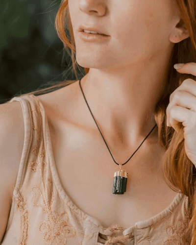 Raw Black Tourmaline Pendant Necklace for Women and Men Wholesale