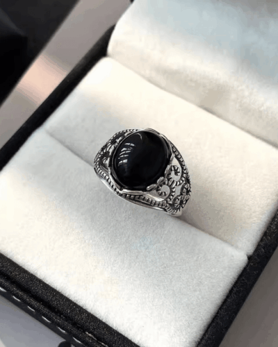 Real Black Obsidian Ring Crystal Ring for Women and Men Wholesale