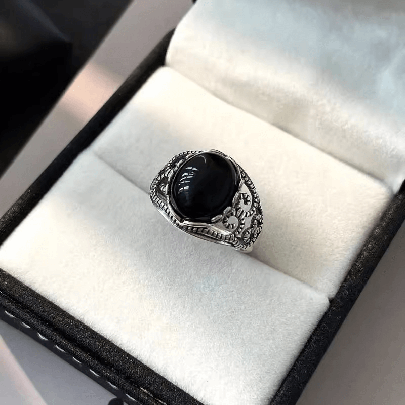 Real Black Obsidian Ring Crystal Ring for Women and Men Wholesale