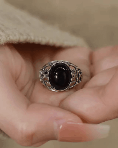 Real Black Obsidian Ring Crystal Ring for Women and Men Wholesale