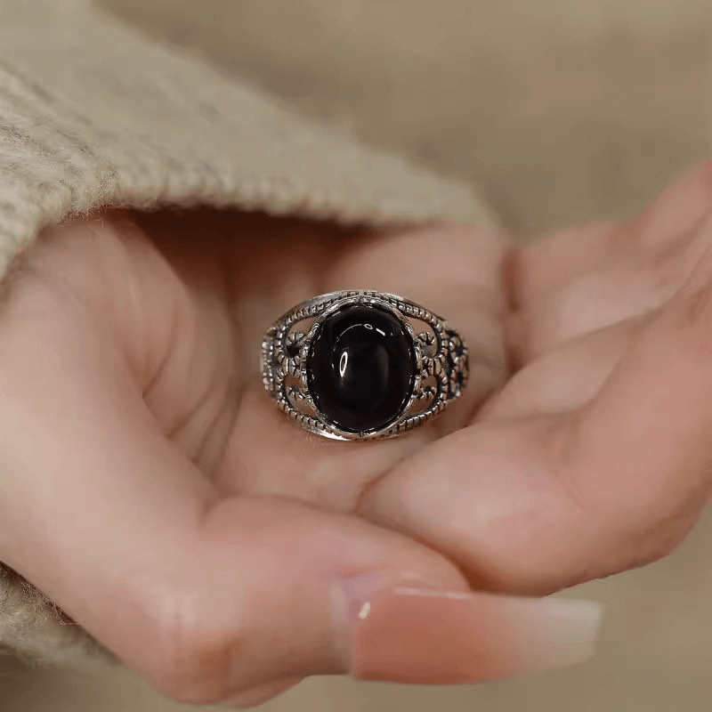 Real Black Obsidian Ring Crystal Ring for Women and Men Wholesale