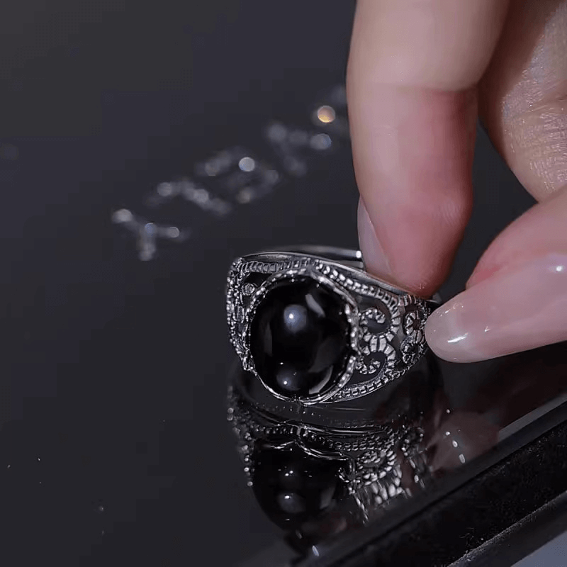 Real Black Obsidian Ring Crystal Ring for Women and Men Wholesale
