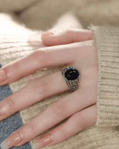 Real Black Obsidian Ring Crystal Ring for Women and Men Wholesale
