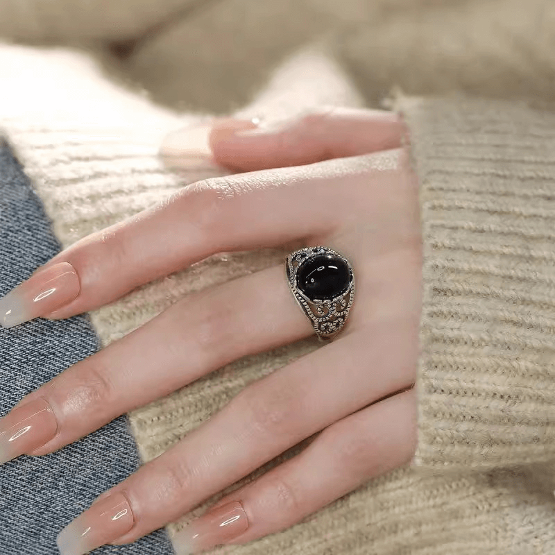 Real Black Obsidian Ring Crystal Ring for Women and Men Wholesale