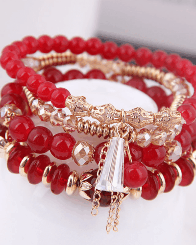 Layered Abacus Beads Bohemian Stackable Bracelet Tassel