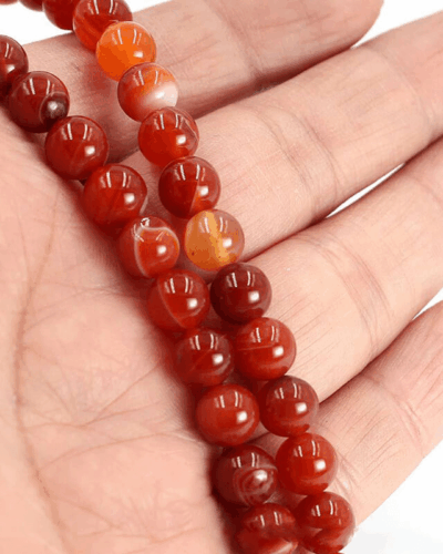 Alternatief beeld van 8MM Semi-Precious Gemstone Red Agate Crystal Bracelet Wholesale