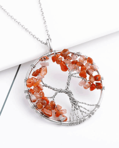 Round Tree of Life Pendant Delicate Crystal Necklaces Bulk