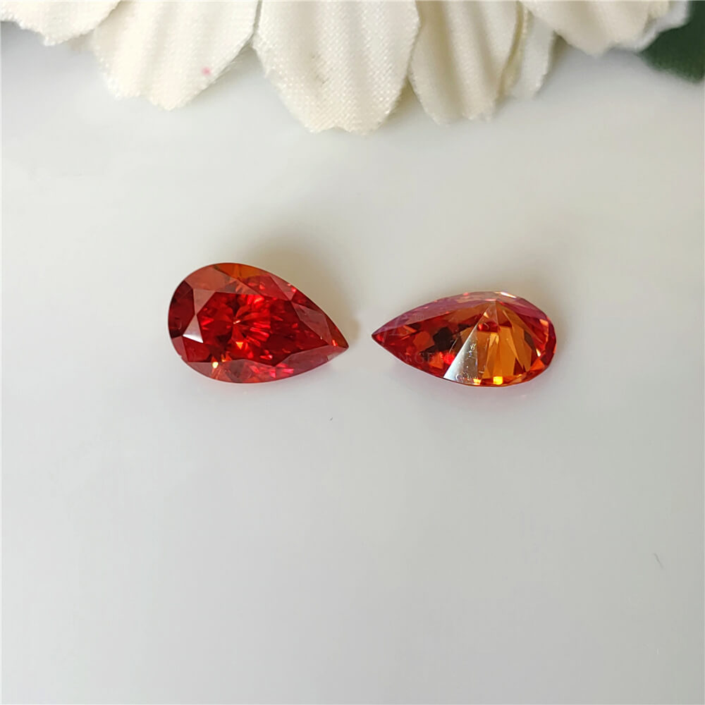 Red Pear Cut Moissanite Loose Stones Wholesale