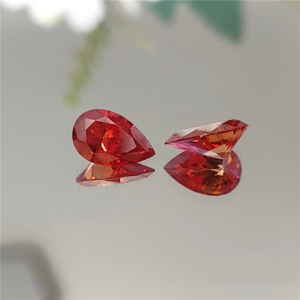 Red Pear Cut Moissanite Loose Stones Wholesale - Görüntü 4