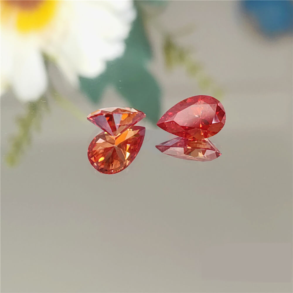 Red Pear Cut Moissanite Loose Stones Wholesale - Görüntü 3