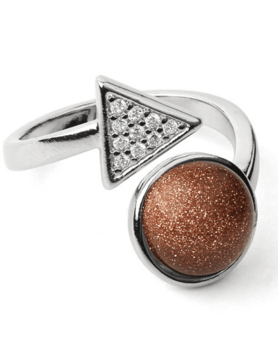 Adjustable Triangle Round Beaded Crystal Ring Unisex Wholesale