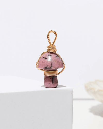 Colorful Mushroom Crystal Pendant Chain Healing Crystal Pendant Bulk