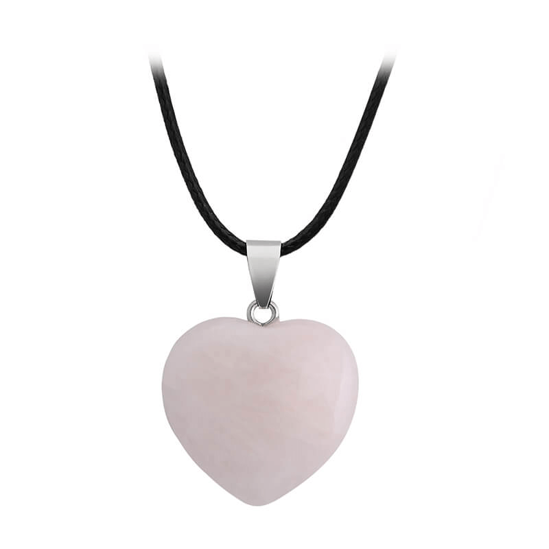 Hand-Carved Heart Shaped Pendant Crystal Necklace Unisex Wholesale