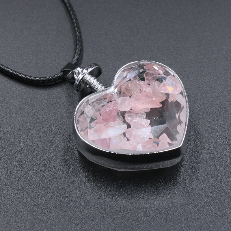 Simple Heart Citrine Crystal Necklace Chip Stones Pendant Wholesale