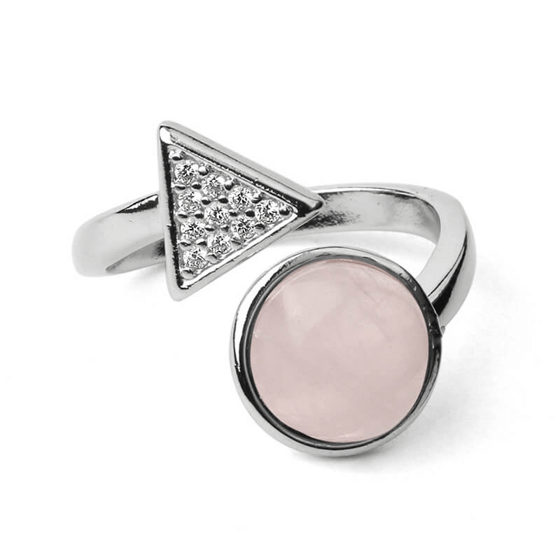 Adjustable Triangle Round Beaded Crystal Ring Unisex Wholesale