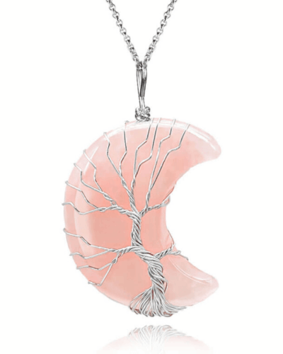 Healing Moon Crystal Necklace Wrapped with Tree of Life Bulk