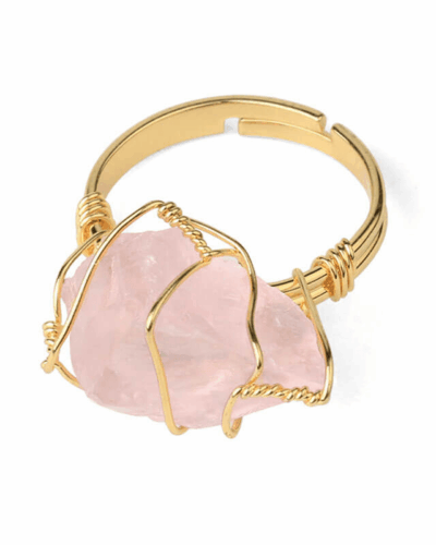 Adjustable Gold Plated Wire Wrapped Gemstone Ring for Women Wholesale