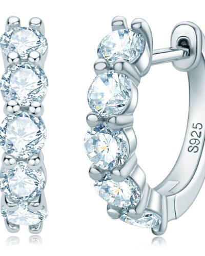 Round 925 Sterling Silver Moissanite Earrings Wholesale WHITE