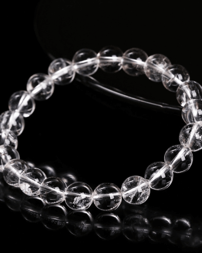 5A Grade High Purity Clear Quartz Bead Bracelet Daily Wear