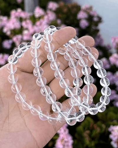 5A Grade High Purity Clear Quartz Bead Bracelet Daily Wear