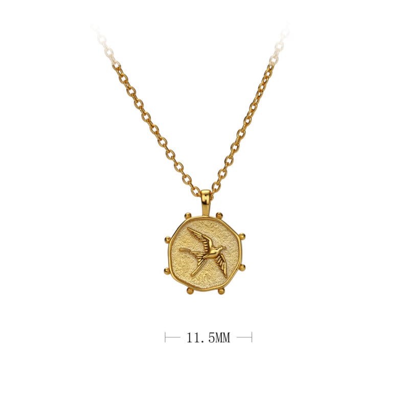 Round Compass Sterling Silver Swallow Necklace 7