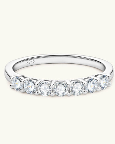 Round Moissanite Wedding Ring with 925 Sterling Silver