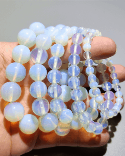 Round Opalite Bead Bracelet Healing Crystal Gemstone