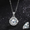 Round Pendant Moissanite Necklace with Cable Chain