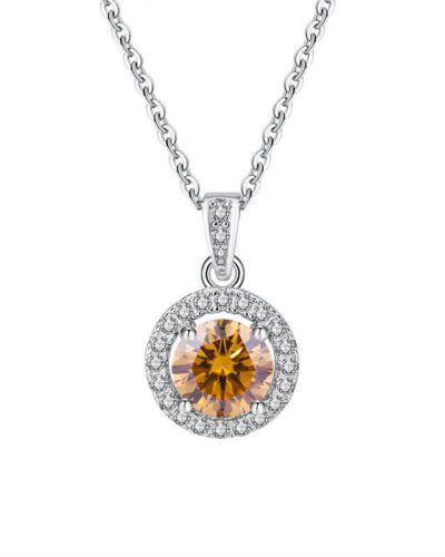 Round Pendant Moissanite Necklace with Cable Chain