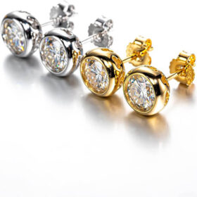 Round Shaped Moissanite Stud Earrings Sterling Silver S925