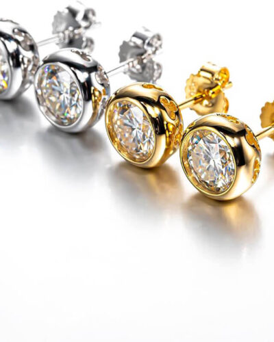 Round Shaped Moissanite Stud Earrings Sterling Silver S925